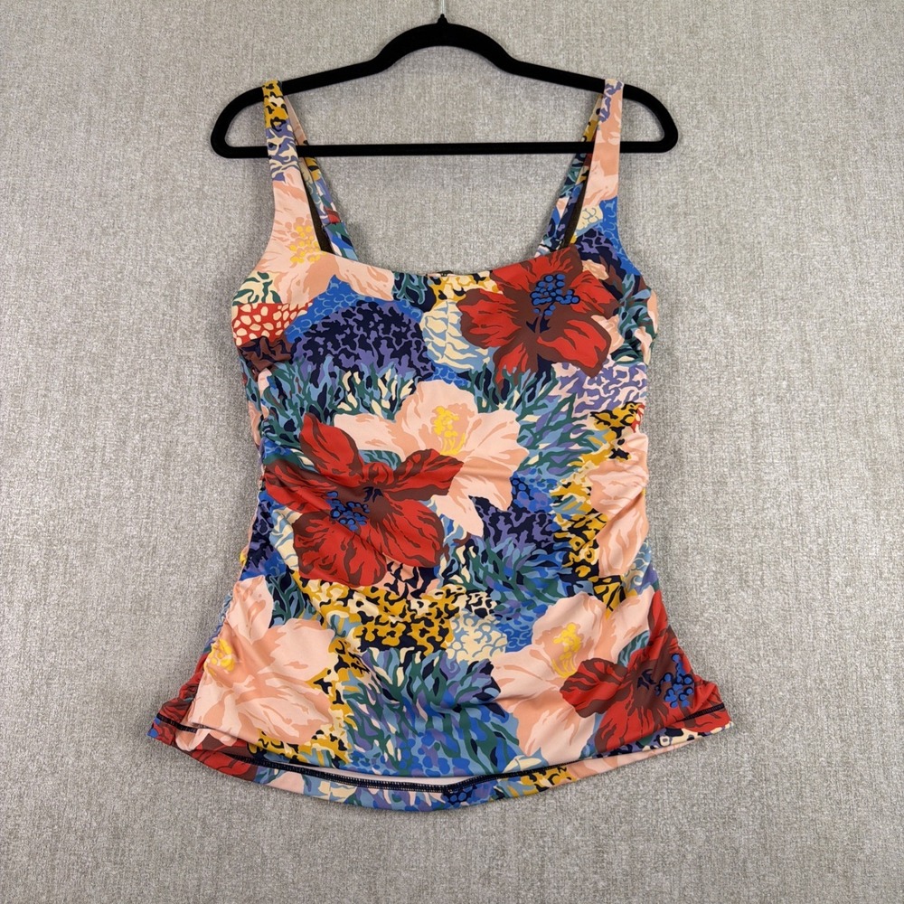 Athleta Orange Pink Floral Pacifica UPF 50+ Long Sleeve Rash Guard Top Small